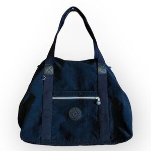 Kipling Art Medium Black Zippered Nylon Tote Bag